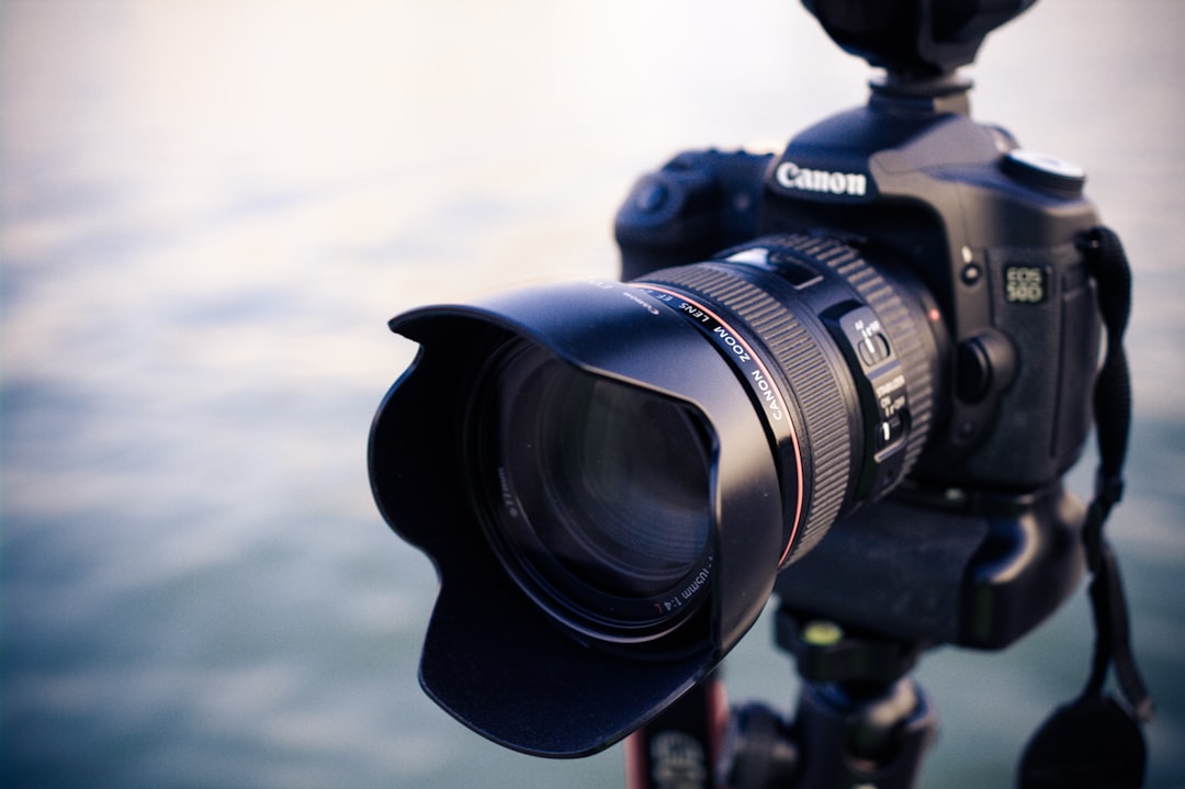 Close-up of a professional camera lens